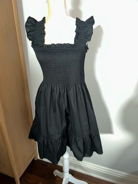 NWT Few Moda New York Black Smocked Ruffle Strap Sundress Sz L